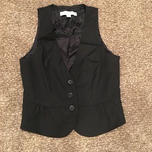 Black Buttoned Pinstriped Vest